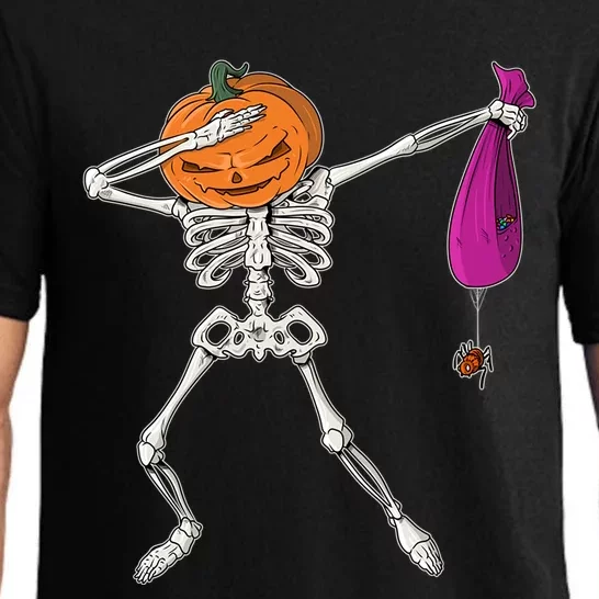 Dabbing Skeleton Funny Halloween Pumpkin Costume Autumn Gift Pajama Set