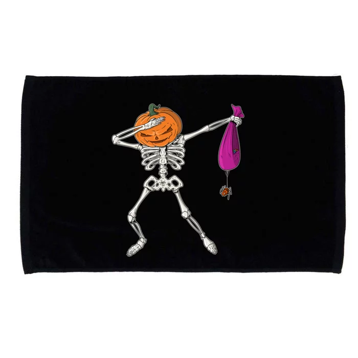 Dabbing Skeleton Funny Halloween Pumpkin Costume Autumn Gift Microfiber Hand Towel