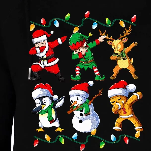 Dabbing Santa Friends Xmas Gifts Christmas Womens Funnel Neck Pullover Hood