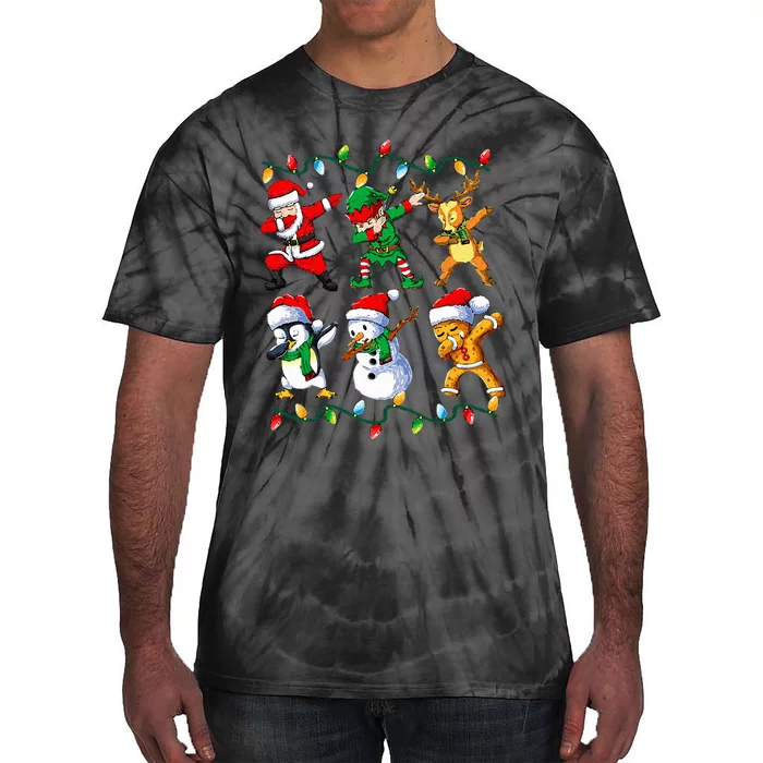 Dabbing Santa Friends Xmas Gifts Christmas Tie-Dye T-Shirt