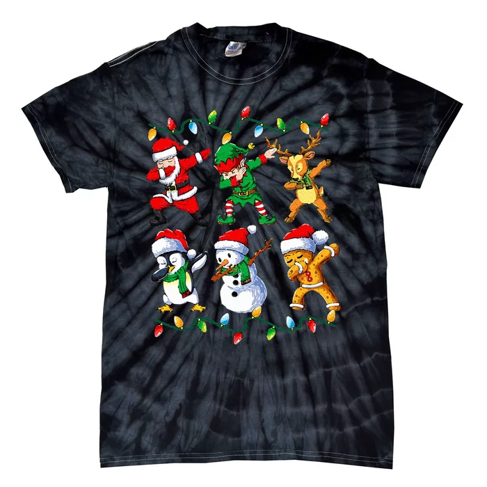 Dabbing Santa Friends Xmas Gifts Christmas Tie-Dye T-Shirt