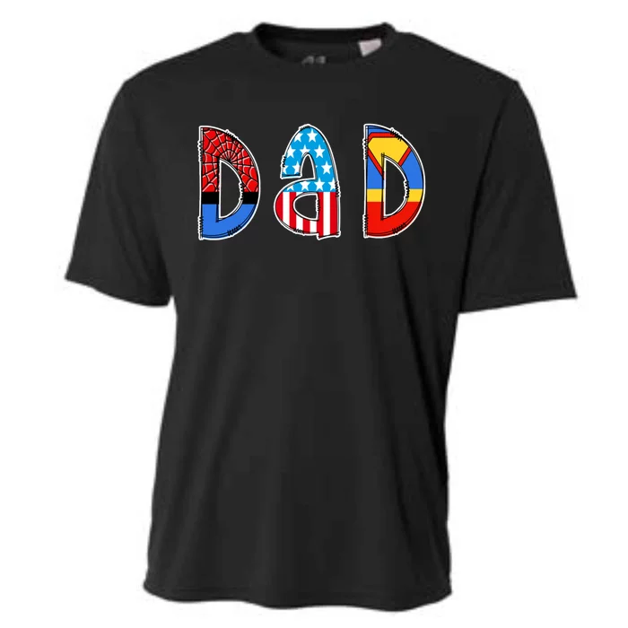 Dad Superhero Father's Day Gift Cooling Performance Crew T-Shirt