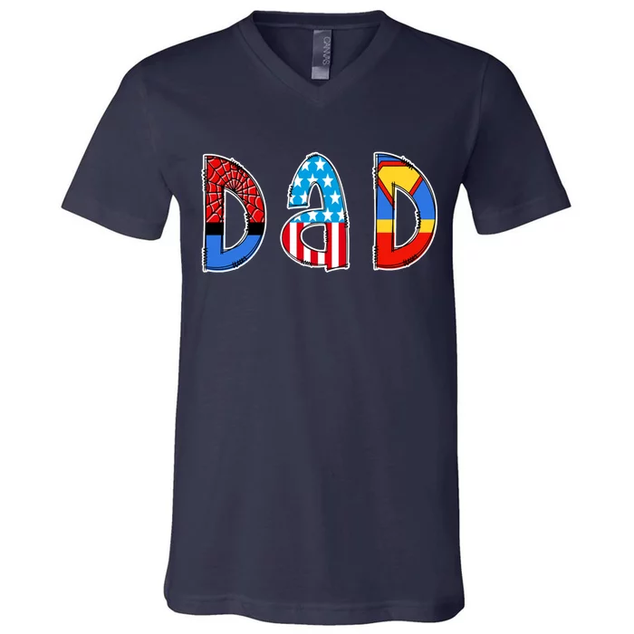 Dad Superhero Father's Day Gift V-Neck T-Shirt