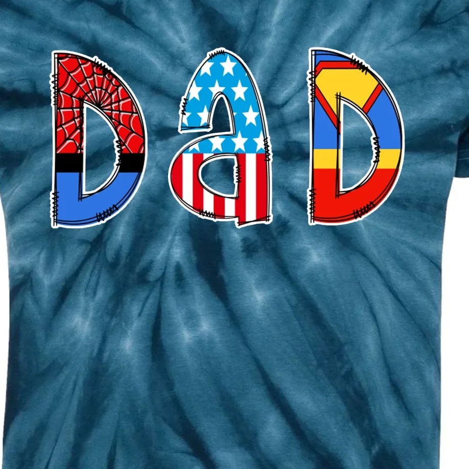 Dad Superhero Father's Day Gift Kids Tie-Dye T-Shirt