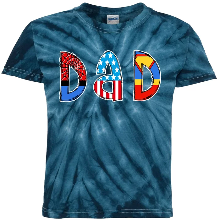 Dad Superhero Father's Day Gift Kids Tie-Dye T-Shirt