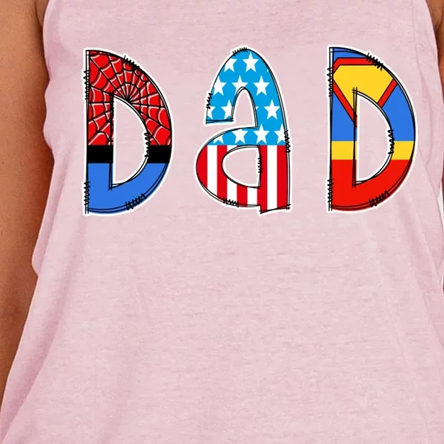 Dad Superhero Father's Day Gift Women's Knotted Racerback Tank