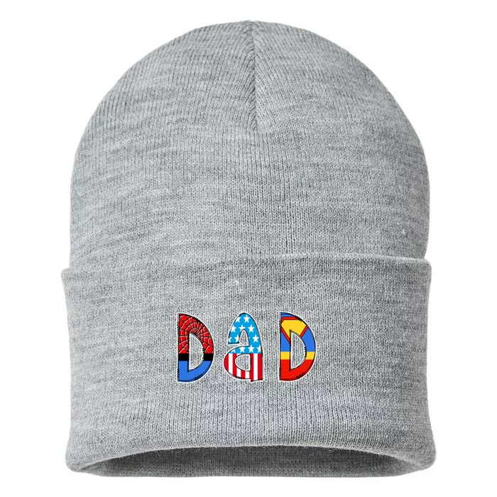 Dad Superhero Father's Day Gift Sustainable Knit Beanie