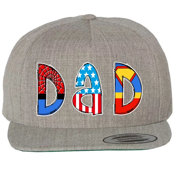 Dad Superhero Father's Day Gift Wool Snapback Cap