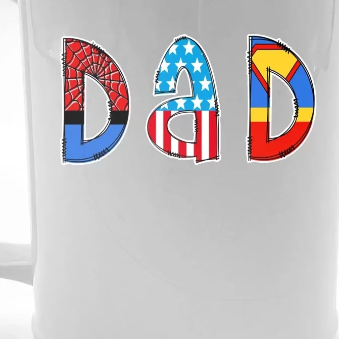 Dad Superhero Father's Day Gift Front & Back Beer Stein