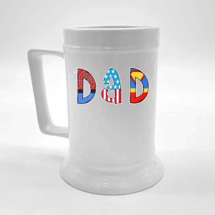 Dad Superhero Father's Day Gift Front & Back Beer Stein