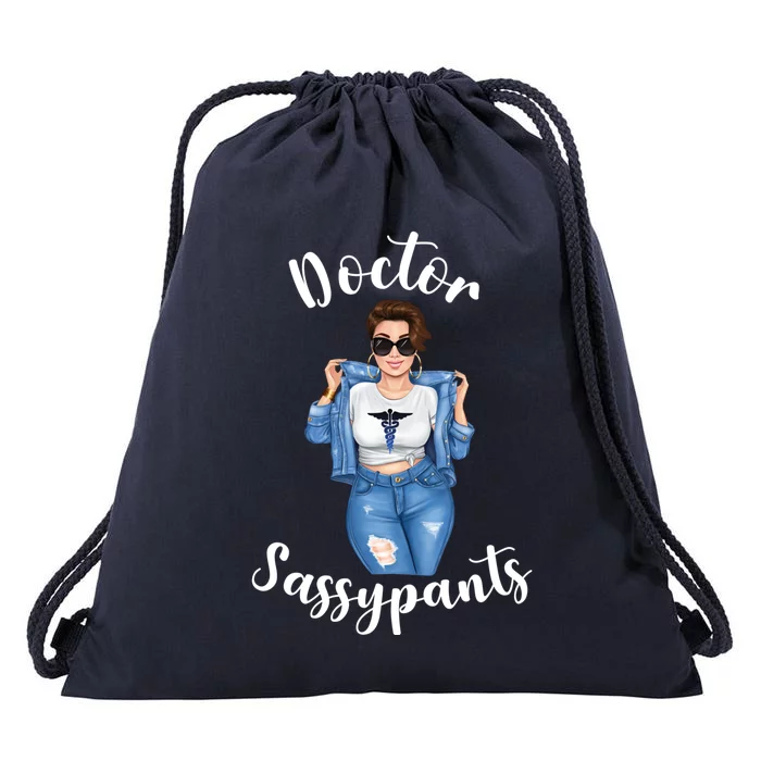 Doctor Sassypants Funny Dr Medical Student Caduceous Gift Drawstring Bag