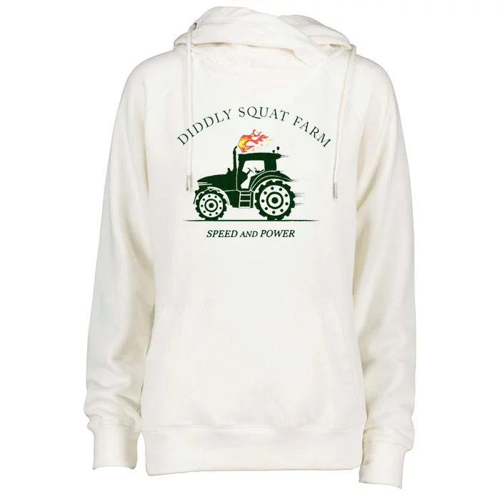 Diddly Squat Farm Green Tractor Farmer Womens Funnel Neck Pullover Hood