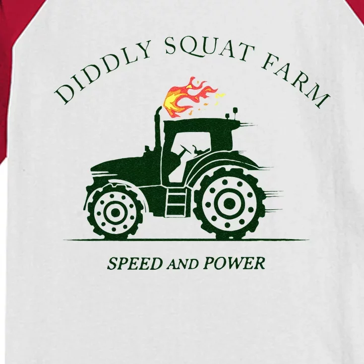 Diddly Squat Farm Green Tractor Farmer Kids Colorblock Raglan Jersey