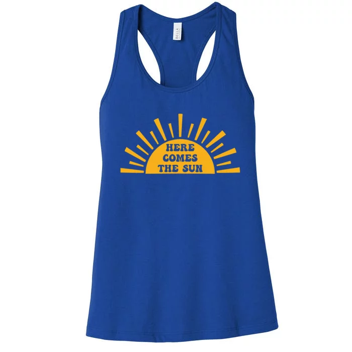 Double Sided Front And Back Here Comes The Sun Summer Beach Gift Women's Racerback Tank