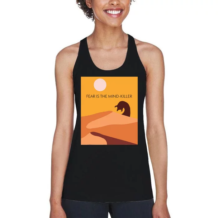 Dune Sci Fi Movie Minimalist Design Fear Is The Mind Killer Women's Racerback Tank