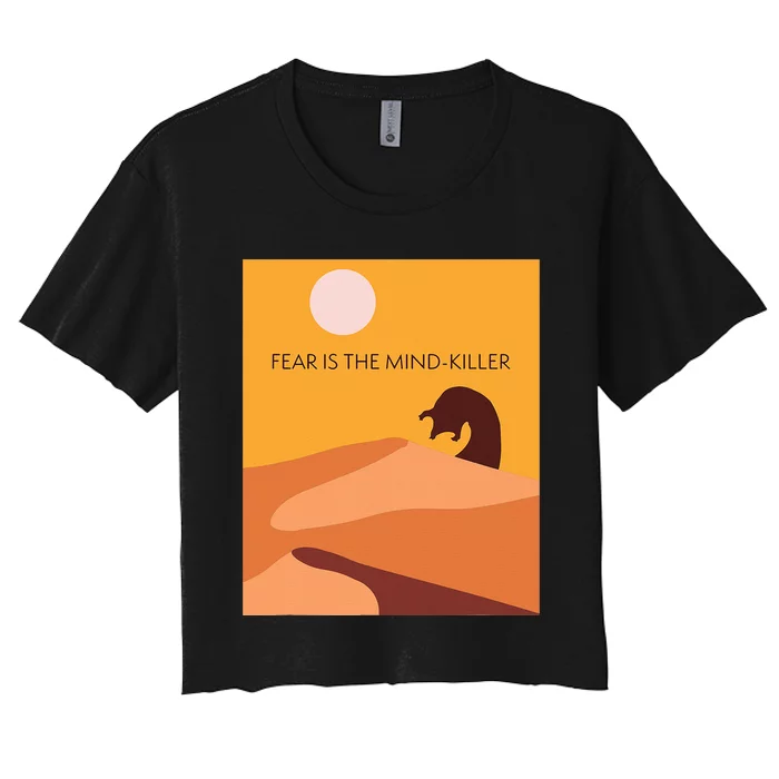 Dune Sci Fi Movie Minimalist Design Fear Is The Mind Killer Women's Crop Top Tee