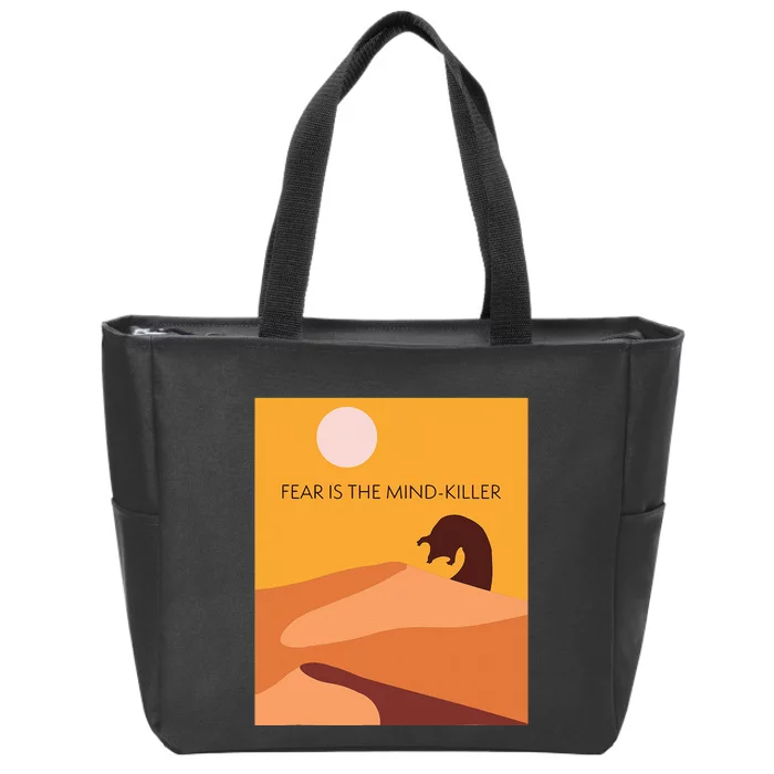 Dune Sci Fi Movie Minimalist Design Fear Is The Mind Killer Zip Tote Bag