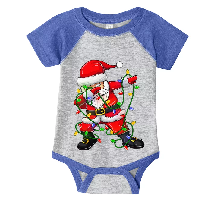 Dabbing Santa For Christmas Tree Lights Infant Baby Jersey Bodysuit