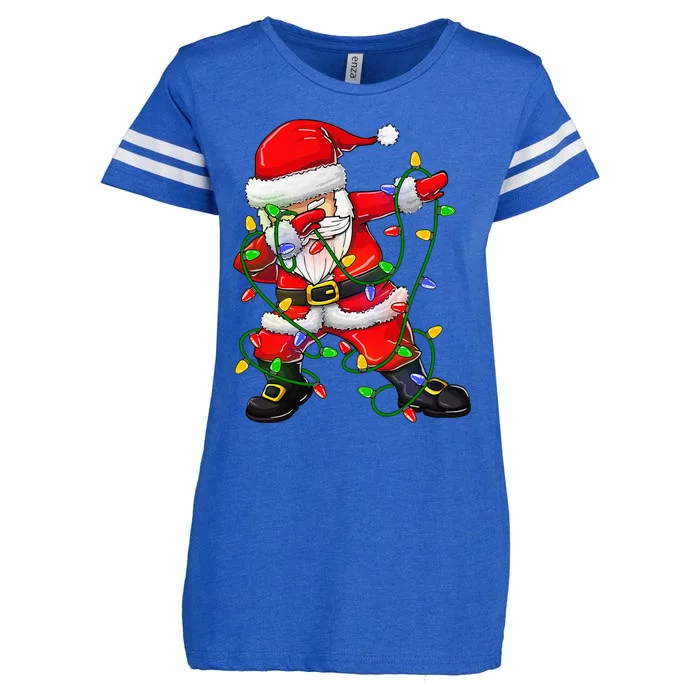 Dabbing Santa For Christmas Tree Lights Enza Ladies Jersey Football T-Shirt