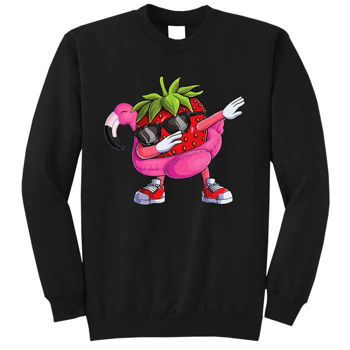 Dabbing Strawberry Flamingo Tropical Aloha Beach Hawaiian Tall Sweatshirt