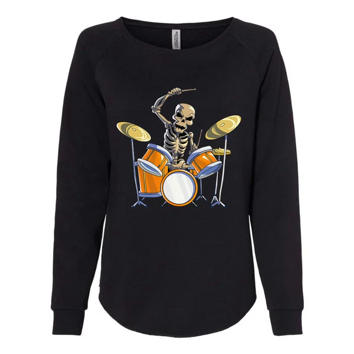 Drummer Skeleton Funny Drum Set Drummer Halloween Womens California Wash Sweatshirt