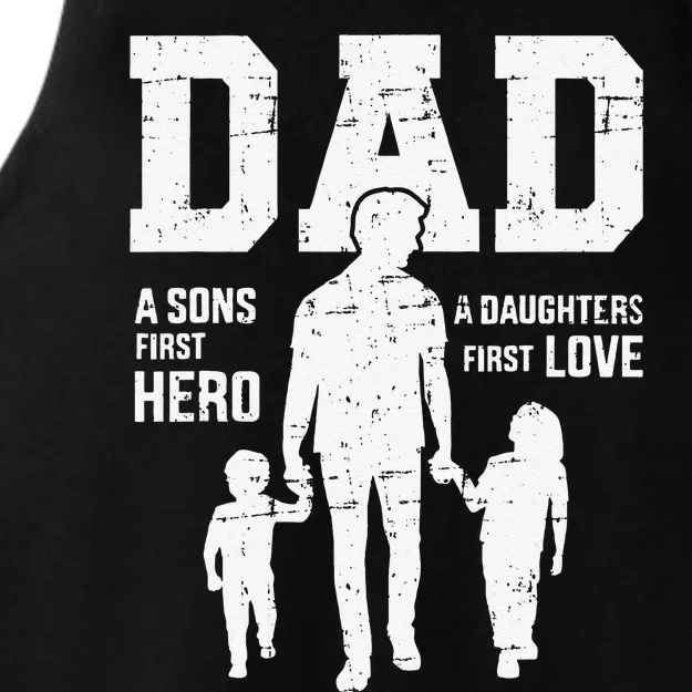 Dad Sons First Hero Daughter Love For Fathers Day Ladies Tri-Blend Wicking Tank