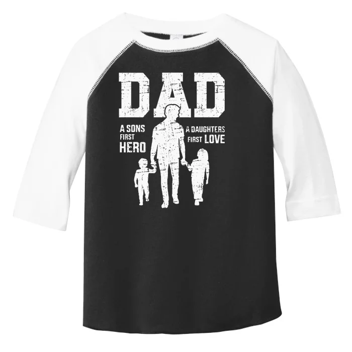 Dad Sons First Hero Daughter Love For Fathers Day Toddler Fine Jersey T-Shirt