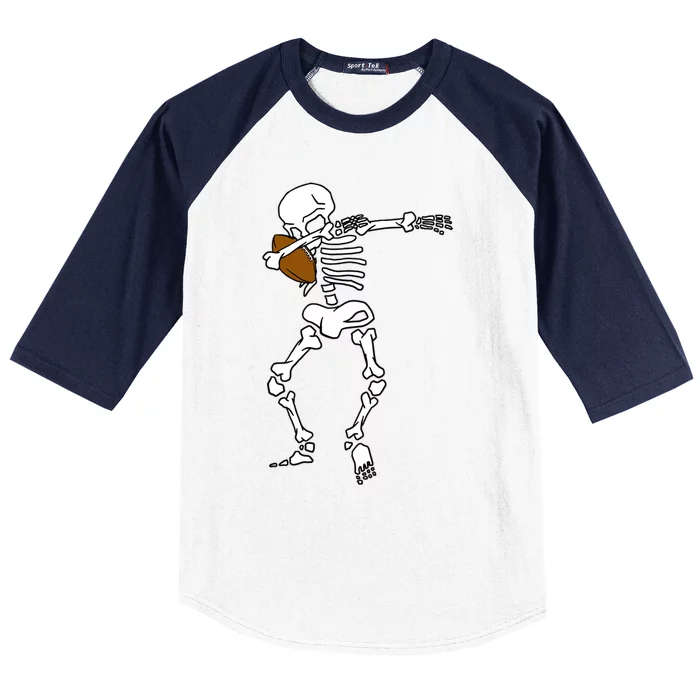 Dabbing Skeleton Football Funny Halloween Dab Costume Gift Baseball Sleeve Shirt