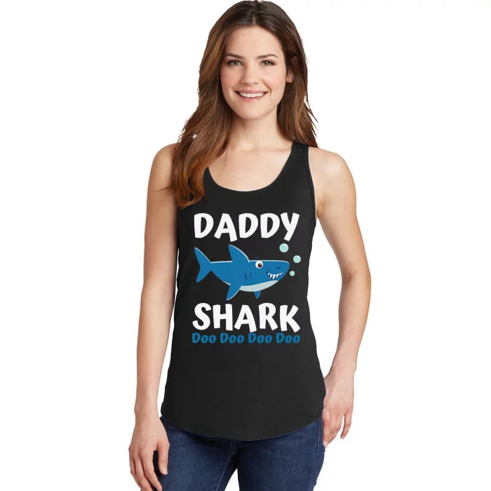 Daddy Shark Fathers Day Gift from Wife Son Daughter Ladies Essential Tank