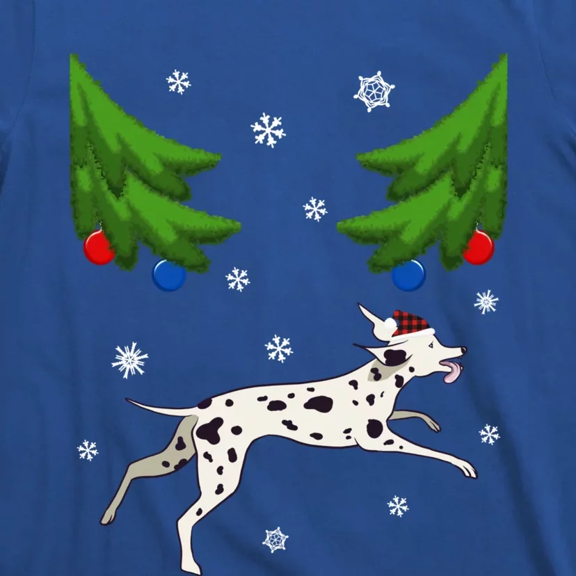 Dalmatian Santa Funny Dog Lover Red Plaid Christmas Tree Cool Gift T-Shirt