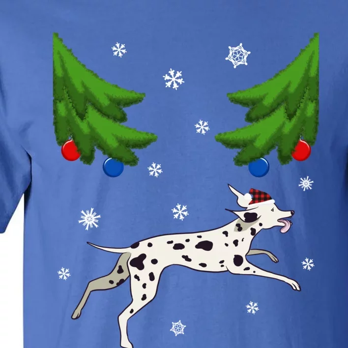 Dalmatian Santa Funny Dog Lover Red Plaid Christmas Tree Cool Gift Tall T-Shirt