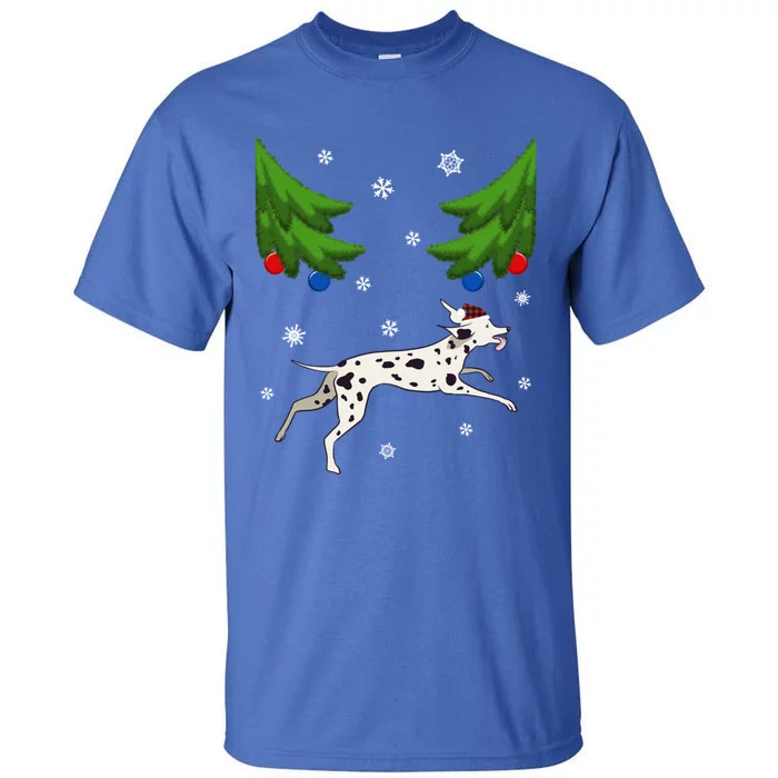 Dalmatian Santa Funny Dog Lover Red Plaid Christmas Tree Cool Gift Tall T-Shirt