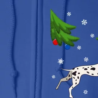 Dalmatian Santa Funny Dog Lover Red Plaid Christmas Tree Cool Gift Full Zip Hoodie