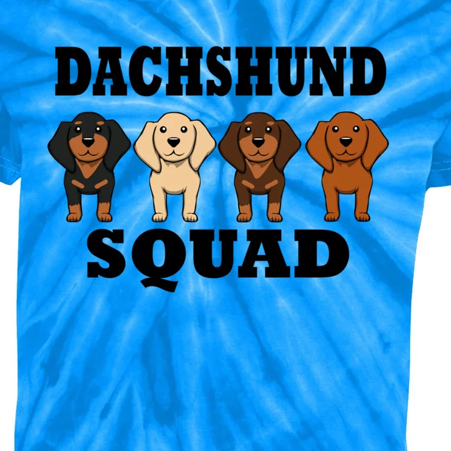 Dachshund Squad Funny Dog Team Pet Gift Kids Tie-Dye T-Shirt