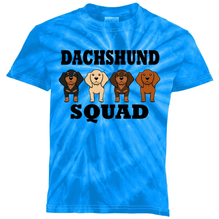 Dachshund Squad Funny Dog Team Pet Gift Kids Tie-Dye T-Shirt