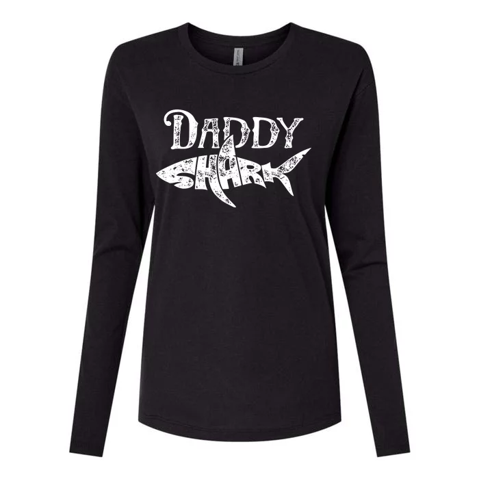 Daddy Shark Fathers Day Gifts Family Matching Dad Womens Cotton Relaxed Long Sleeve T-Shirt