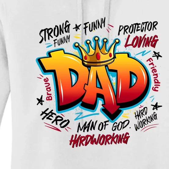 Dad Strong Funny Protector Hero Loving Dad Women's Pullover Hoodie