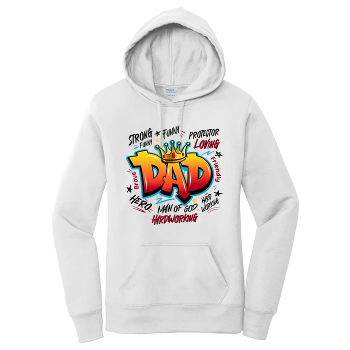 Dad Strong Funny Protector Hero Loving Dad Women's Pullover Hoodie