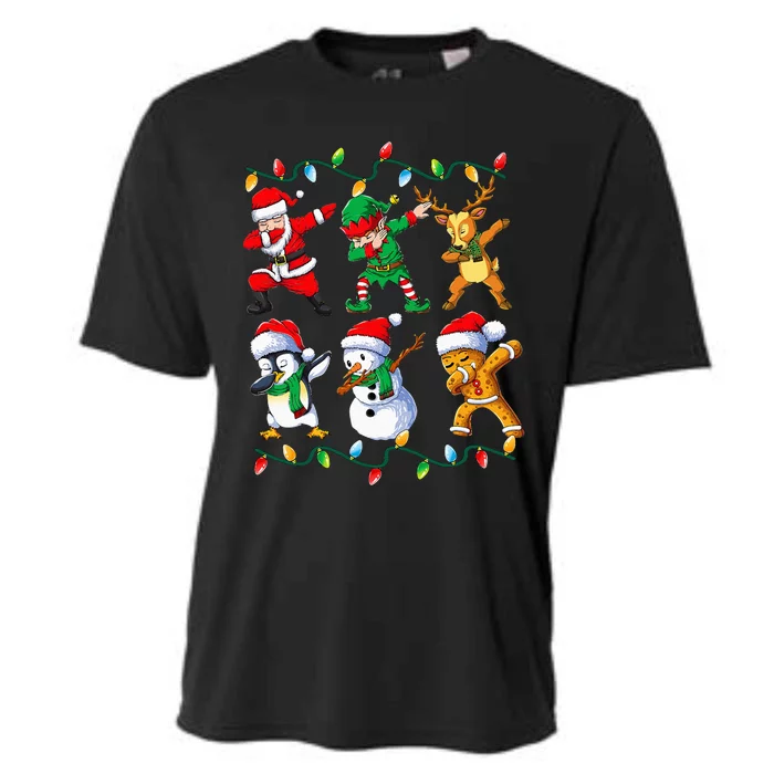 Dabbing Santa Friends Xmas Gifts Kids Girls Christmas Cooling Performance Crew T-Shirt