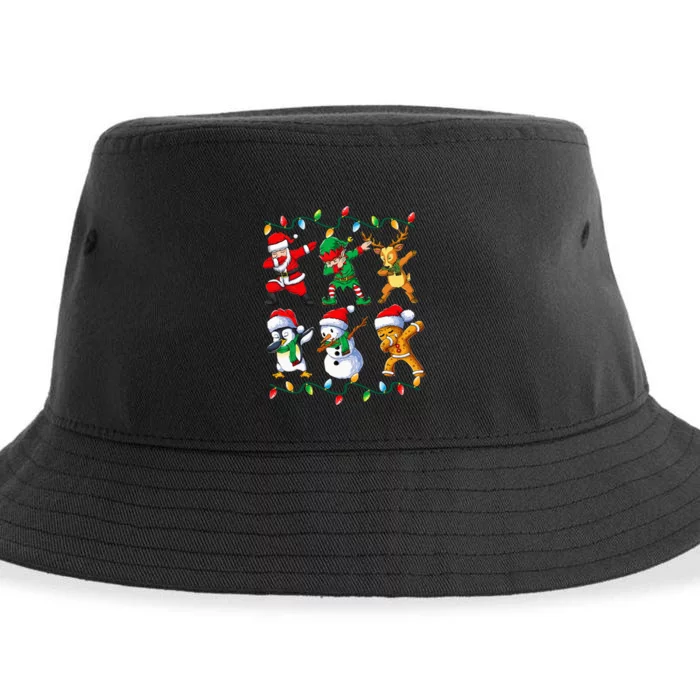 Dabbing Santa Friends Xmas Gifts Kids Girls Christmas Sustainable Bucket Hat