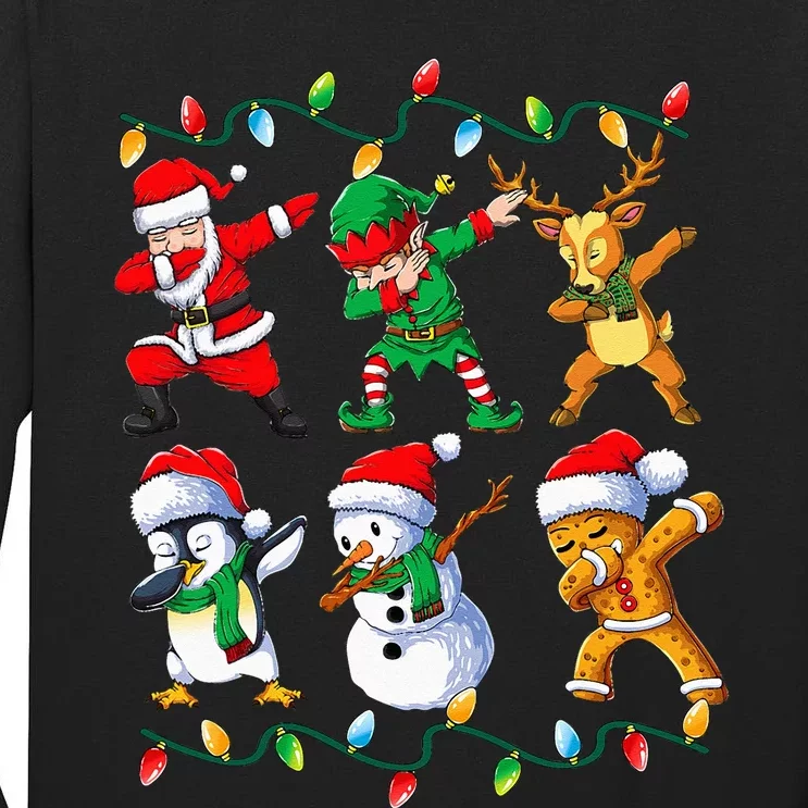 Dabbing Santa Friends Xmas Gifts Kids Girls Christmas Tall Long Sleeve T-Shirt