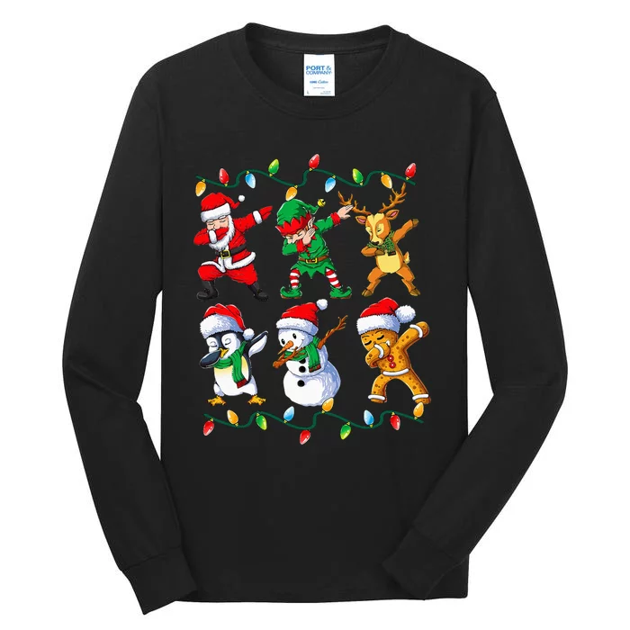 Dabbing Santa Friends Xmas Gifts Kids Girls Christmas Tall Long Sleeve T-Shirt