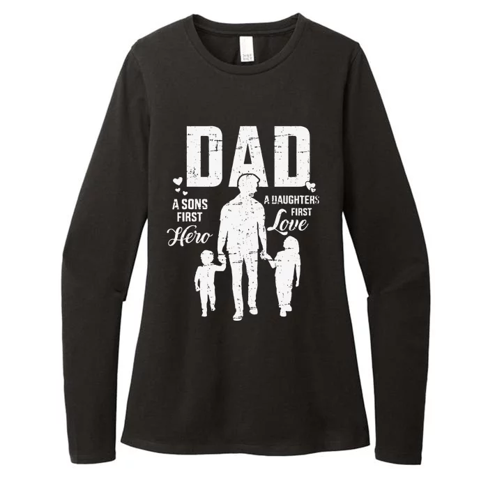 Dad Sons First Hero Daughters Love For Fathers Day Womens CVC Long Sleeve Shirt