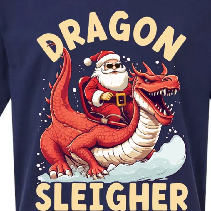 Dragon Sleigher Funny Santa Christmas Sueded Cloud Jersey T-Shirt