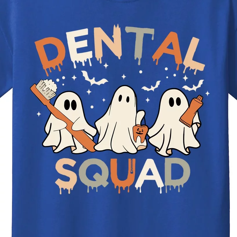 Dental Squad Funny Boo Teeth Dentists Halloween Retro Groovy Gift Kids T-Shirt