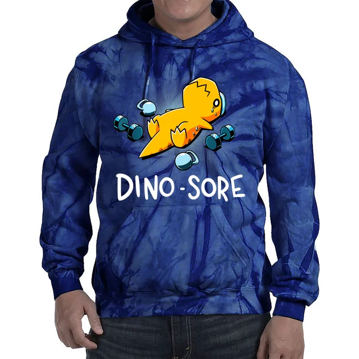 Dino Sore Funny Dinosaur Workout Gym Fitness Lifting Tie Dye Hoodie