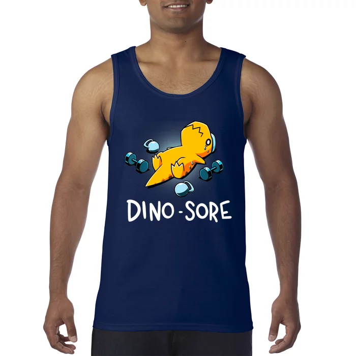 Dino Sore Funny Dinosaur Workout Gym Fitness Lifting Tank Top