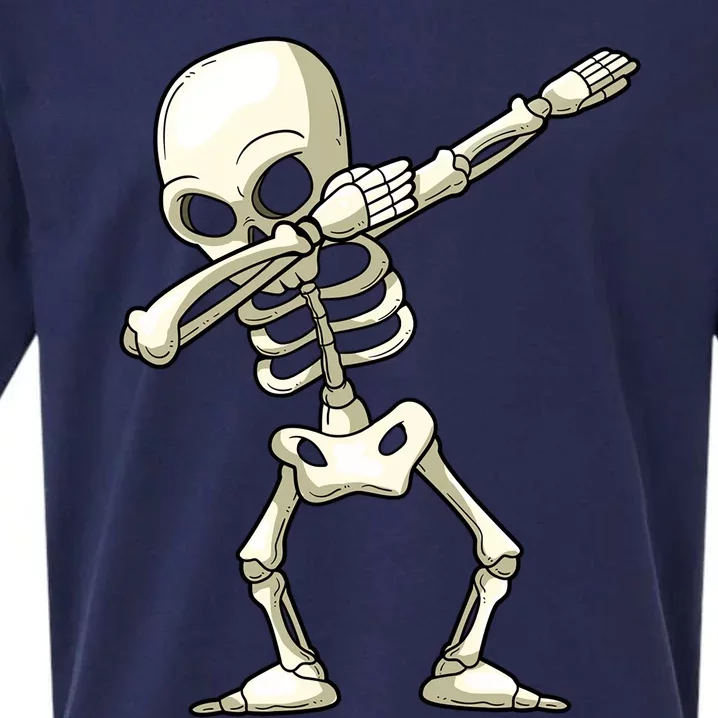 Dabbing Skeleton Funny Halloween Monster Gift Sueded Cloud Jersey T-Shirt