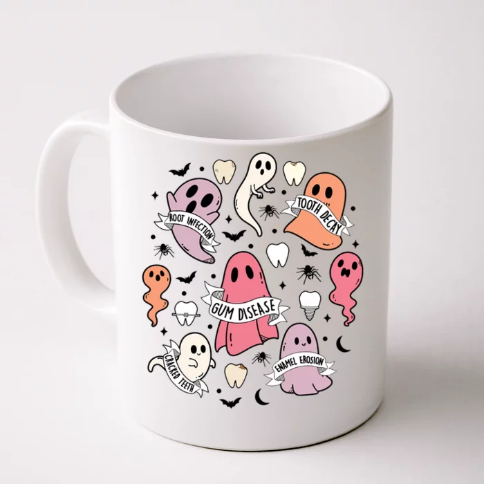 Dental Squad Funny Tooth Skeleton Ghost Halloween Meaningful Gift Front & Back Coffee Mug