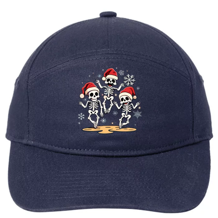 Dancing Skeleton Funny Christmas Halloween Cute Snow Xmas Gift 7-Panel Snapback Hat